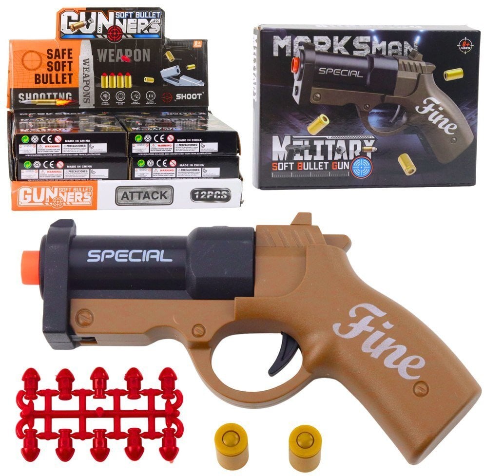 Mini Pistolet Broń Na Naboje I Łuski Czarno-Brązowy 13,5 cm