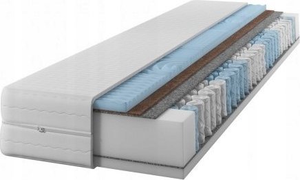 Materac sprężynowy DIAMOND 70x190 24 cm |Dwustronny H3 i H4|7 stref |Rdzeń ze sprężyn kieszeniowych |KOKOS |Masująca pianka|Pikowany pokrowiec