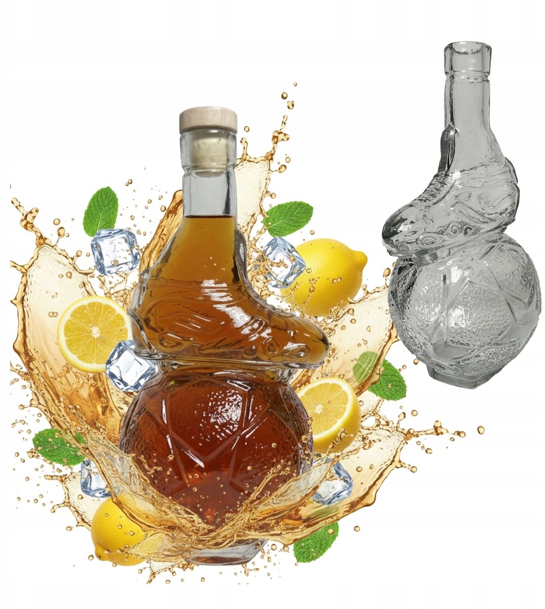 Bimberek Butelka Szklana STRIKER 500ml Karafka Piłka z Butem na Nalewki Sok