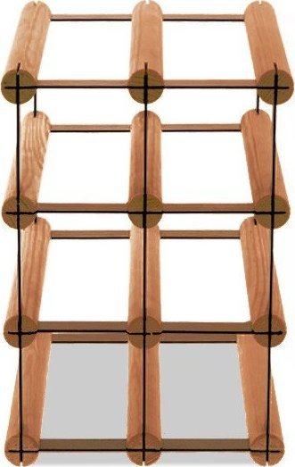 Wamar-Sosenka Regał na wino Stojak na 6 Butelek Szklanych/ PET RW-8/ 2x3 Brązowy Metal + Drewno RW-8-2X3-6_O_BR