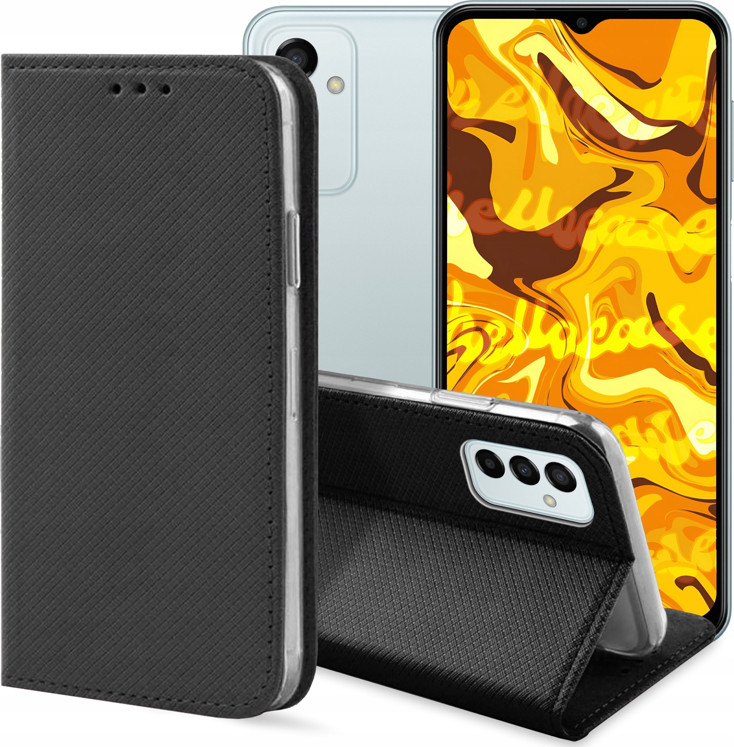 Hello Case ETUI Z KLAPKĄ DO SAMSUNG GALAXY M23 5G CZARNE ZAMYKANE MAGNETYCZNE KABURA