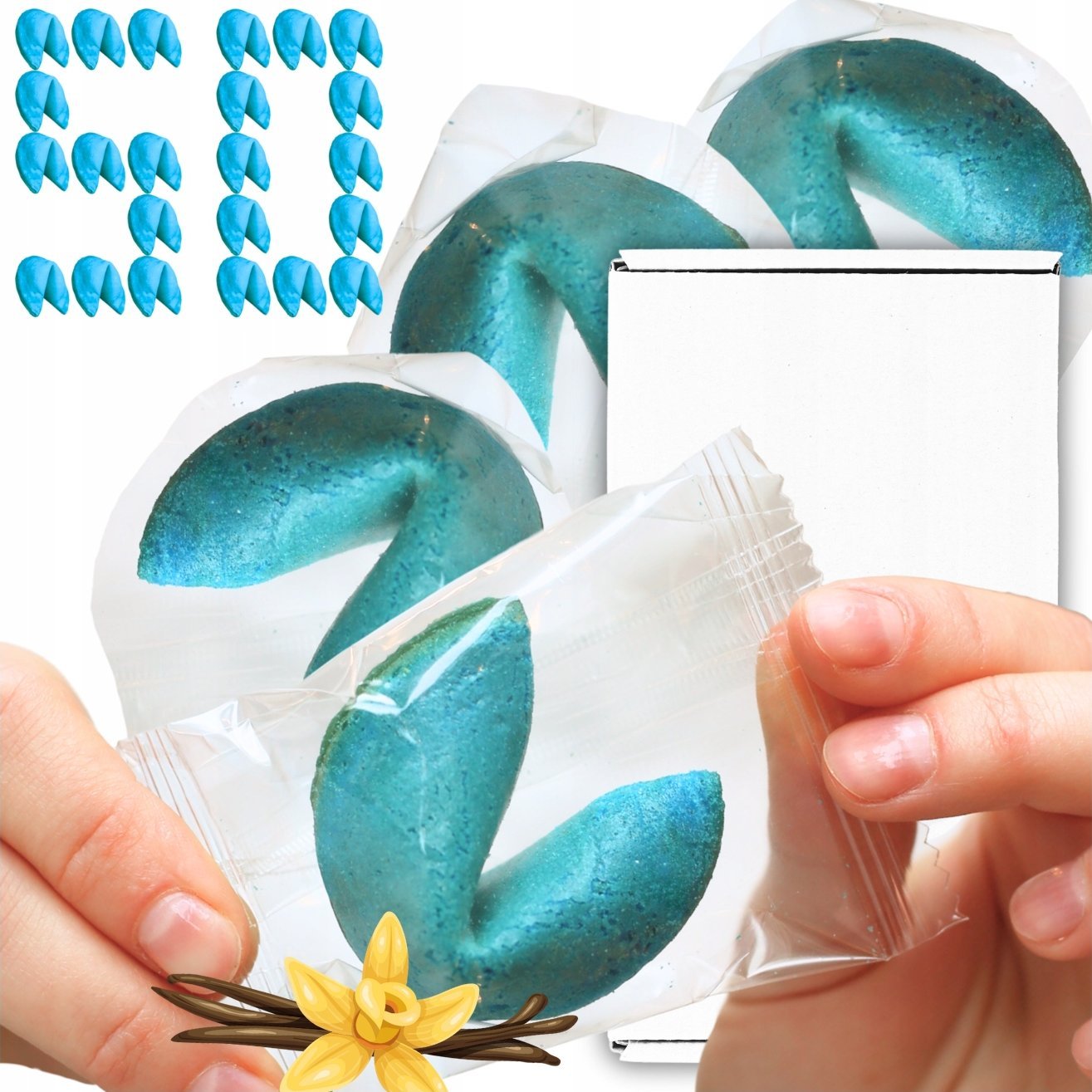 MagiaCiast Ciasteczka z Wróżbą Dziękuję Za Przybycie Ciastko Szczęścia Niebieskie 50