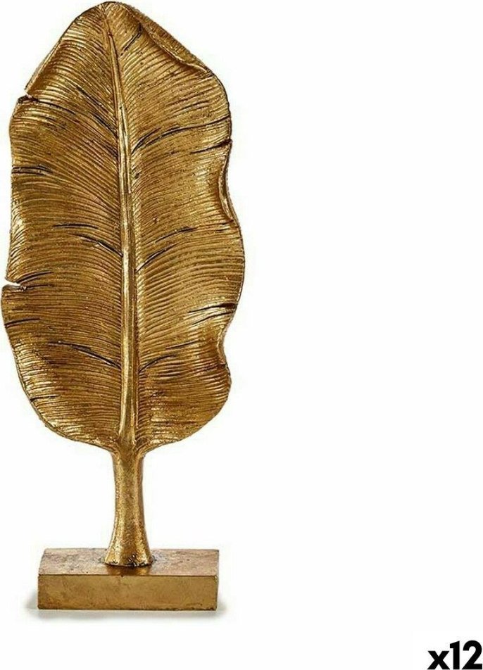 Gift Decor Figurka Dekoracyjna Liść roślin Złoty 6,5 x 33,3 x 10 cm (12 Sztuk)
