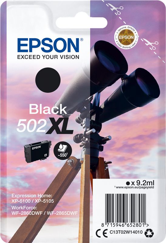 Tusz Epson Epson 502XL - 9.2 ml - High Capacity - Black - Original - Blister - Ink Cartridge - for Expression Home XP-5100, XP-5105, WorkForce WF-2860