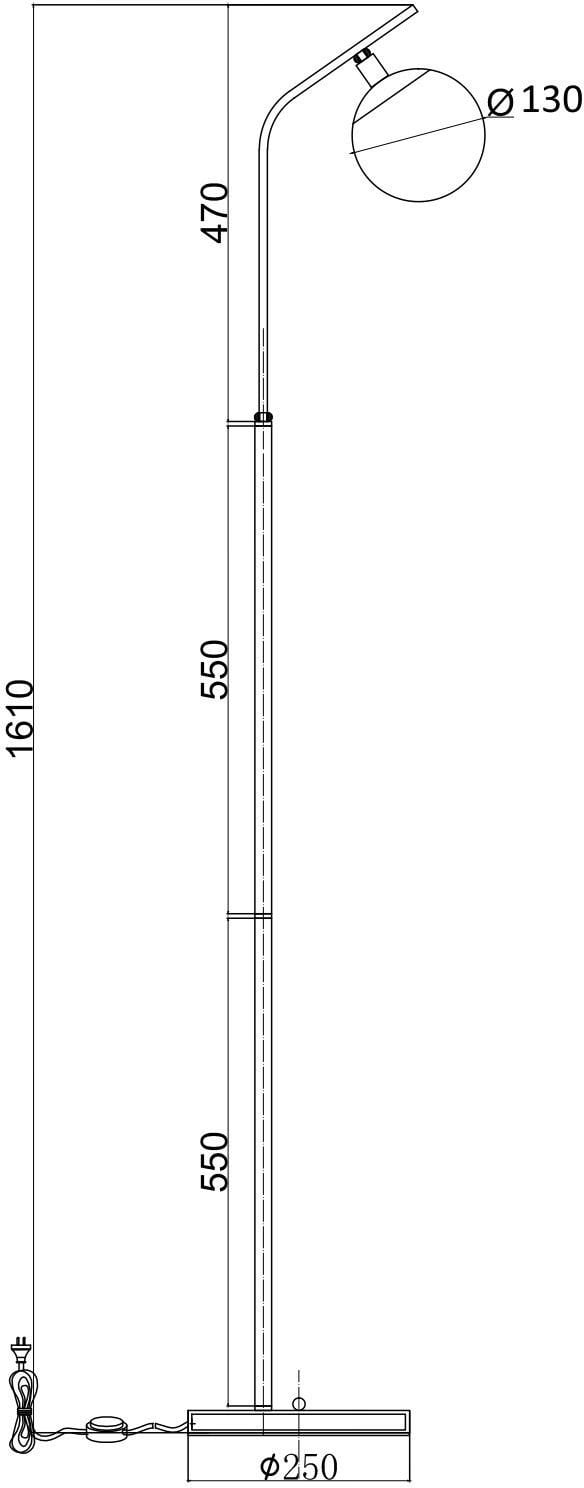 Floor lamp G.LUX GT-390-1F-AB, 1 x E27, brass color, o20 x 160 cm, white shade O13cm