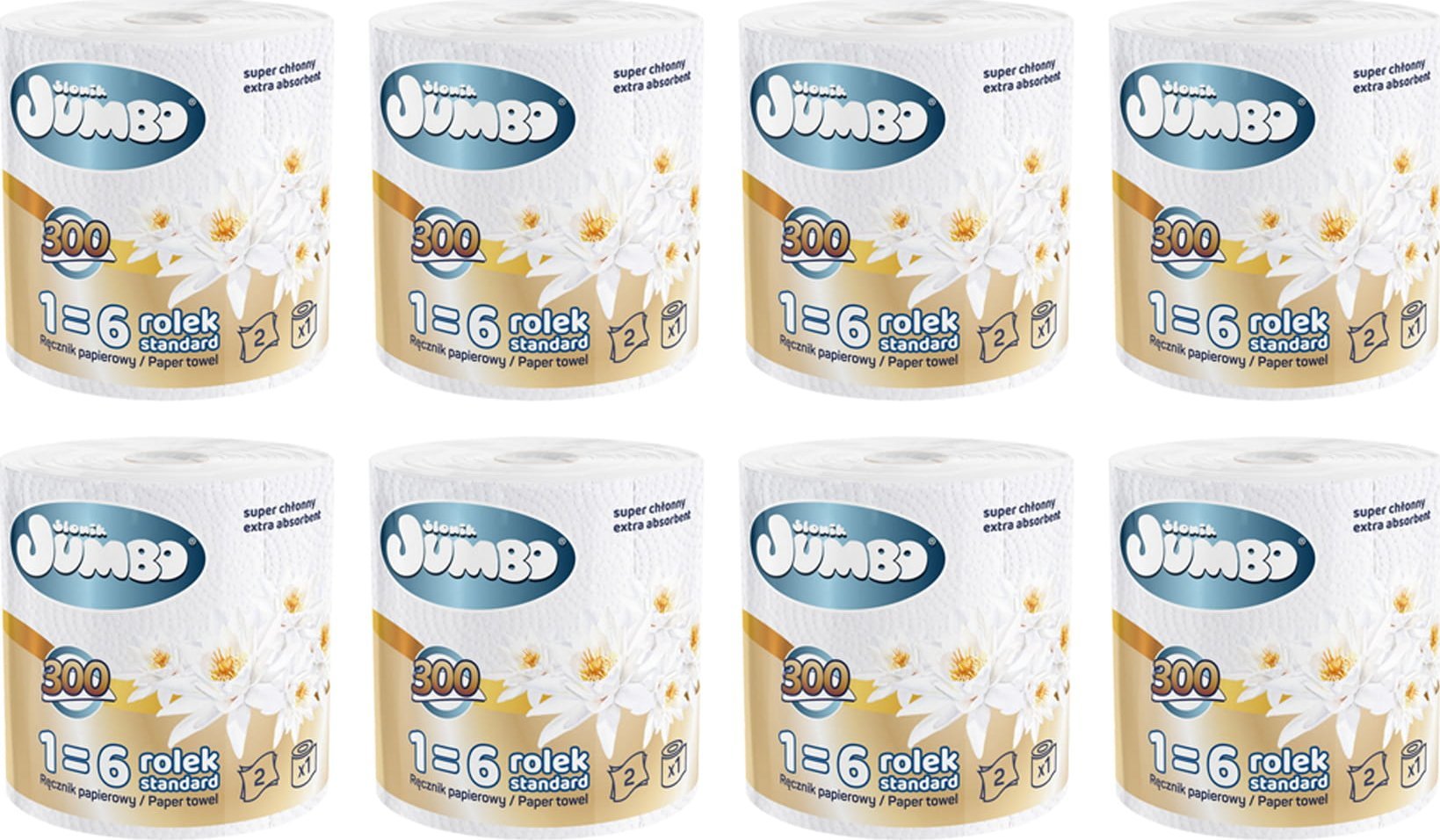 Jumbo Ręcznik papierowy 1R SŁONIK JUMBO MAXI 300 list 2W - 8 szt.