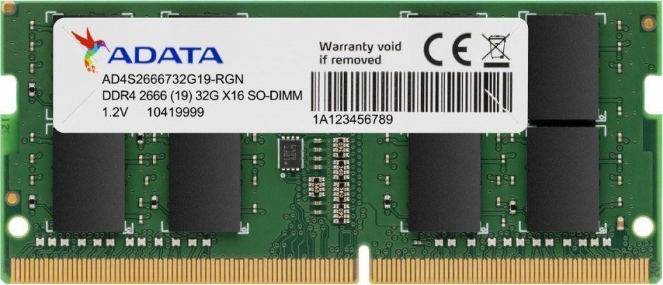 Pamięć do laptopa ADATA Premier, SODIMM, DDR4, 16 GB, 2666 MHz, CL19 (AD4S266616G19-SGN)
