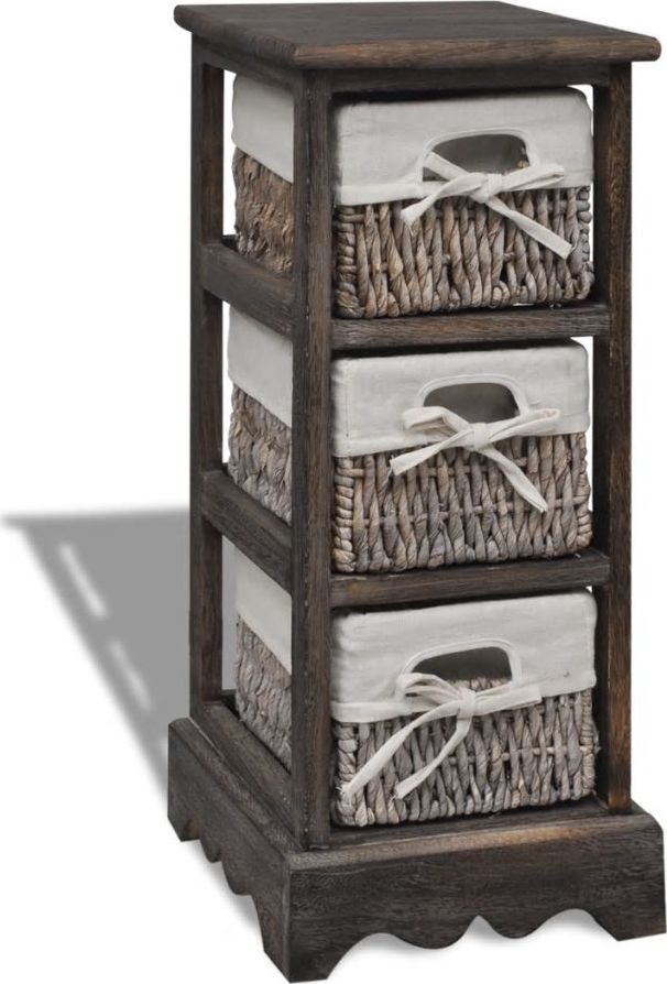 vidaXL Drewniana szafka z 3 koszykami, brązowa