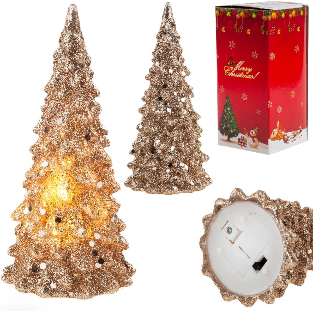 TG51109 CHOINKA ZŁOTA BROKATOWA PLASTIK LED