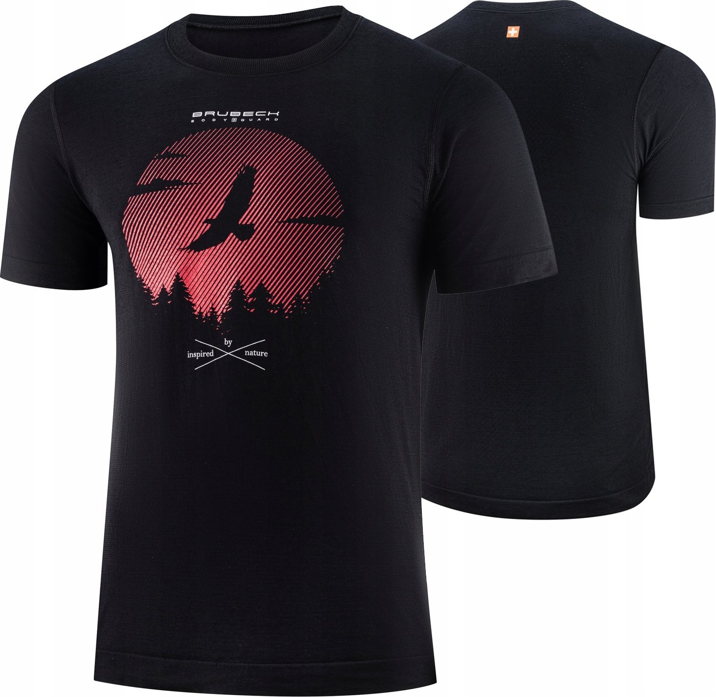 Brubeck SS1265M Koszulka męska z krótkim rękawem OUTDOOR WOOL PRO czarny S - ORZEŁ 1