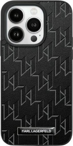 Karl Lagerfeld KLHMP15SPKHPORPK iPhone 15 / 14 / 13 6.1" hardcase czarny/black Leather Monogram Metal Logo