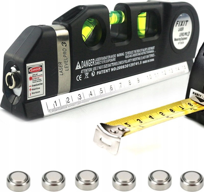 POZIOMICA LASEROWA Z MIARĄ 250cm LV-03