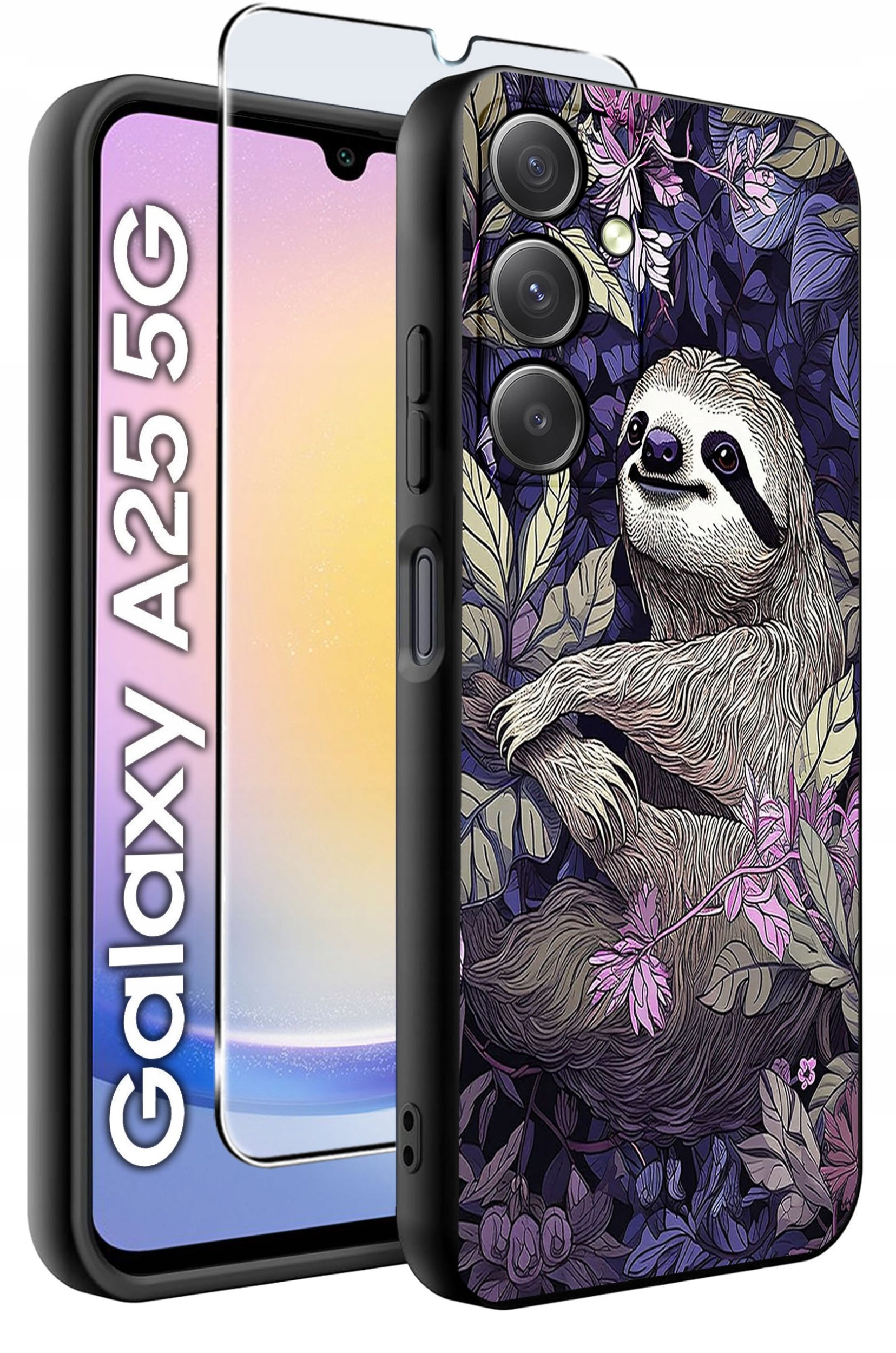 ETUI do Samsung A25 5G WZORY | SILIKONOWE MATT CASE + SZKŁO HARTOWANE 9H