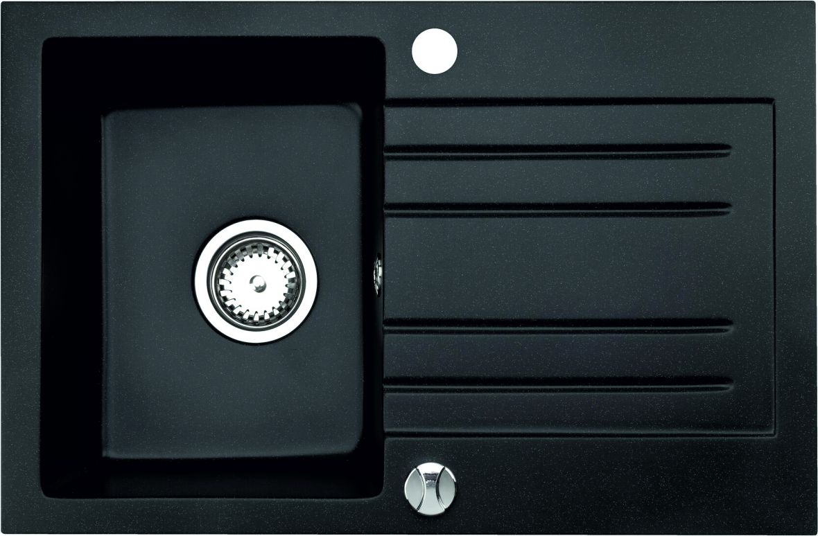 Zlewozmywak Brenor granitowy, czarny metalik, kuchenny ALKOR AA, 67cm x 43cm