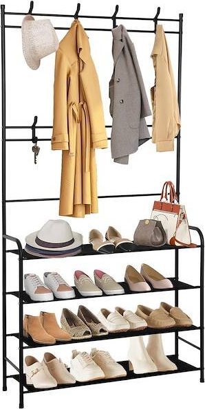Springos Wieszak na ubrania 150x80x25 cm metalowy stojak na buty loft czarny UNIWERSALNY