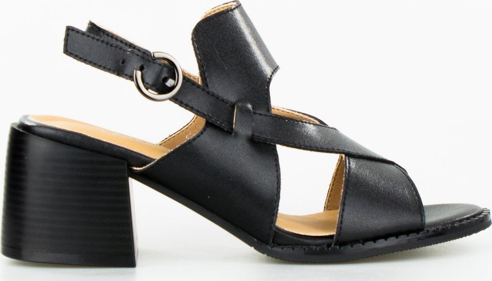 Laura Fiore Sandały na klocku z paskiem czarne Laura La.Fi-37