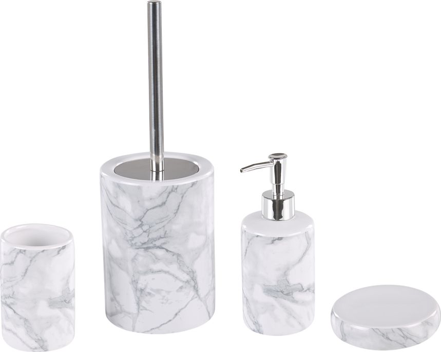 Beliani 4-częściowy zestaw akcesoriów łazienkowych biały ARAUCO