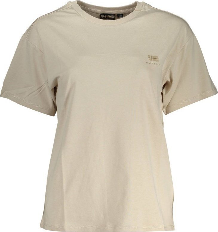 Napapijri DAMSKI T-SHIRT Z KRÓTKIM RĘKAWEM NAPAPIJRI BEŻOWY XL