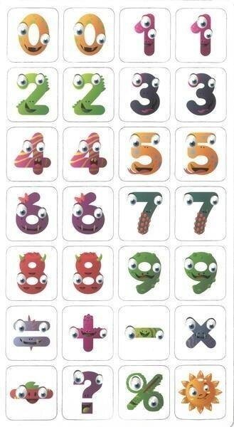 Magnesy 28szt Liczby