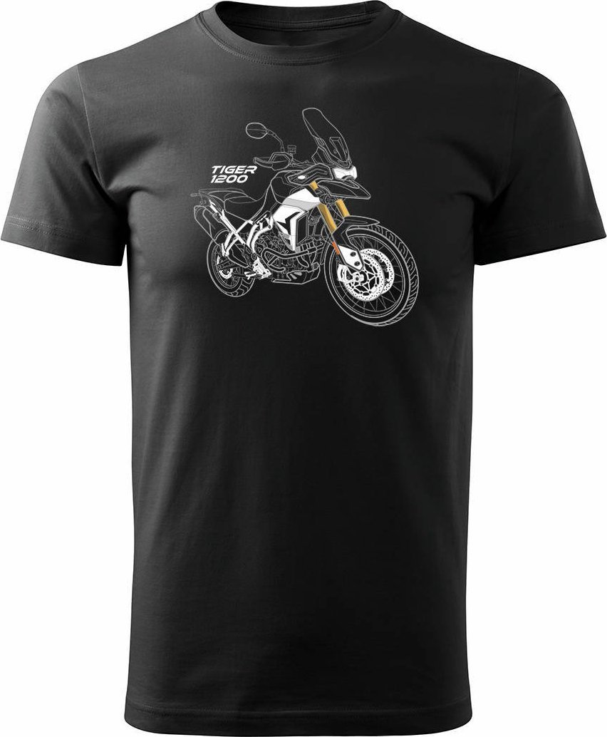 Topslang Koszulka motocyklowa z motocyklem na motor Triumph Tiger 1200 męska czarna REGULAR M