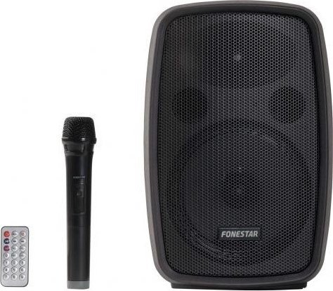 Kolumna Fonestar AMPLY - Przenośny akumulatorowy system audio, 100 W max. 1 x 8" woffer, 2" tweeter. 1 bezp. mikrofon ręczny UHF. USB/MP3, Bluetooth,