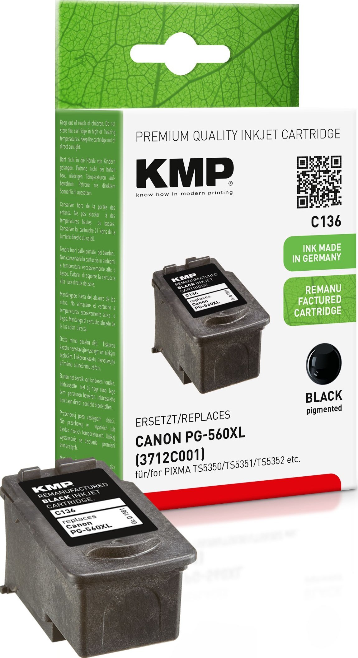 Tusz KMP KMP C136 ink cartridge black compatible with Canon PG-560 XL