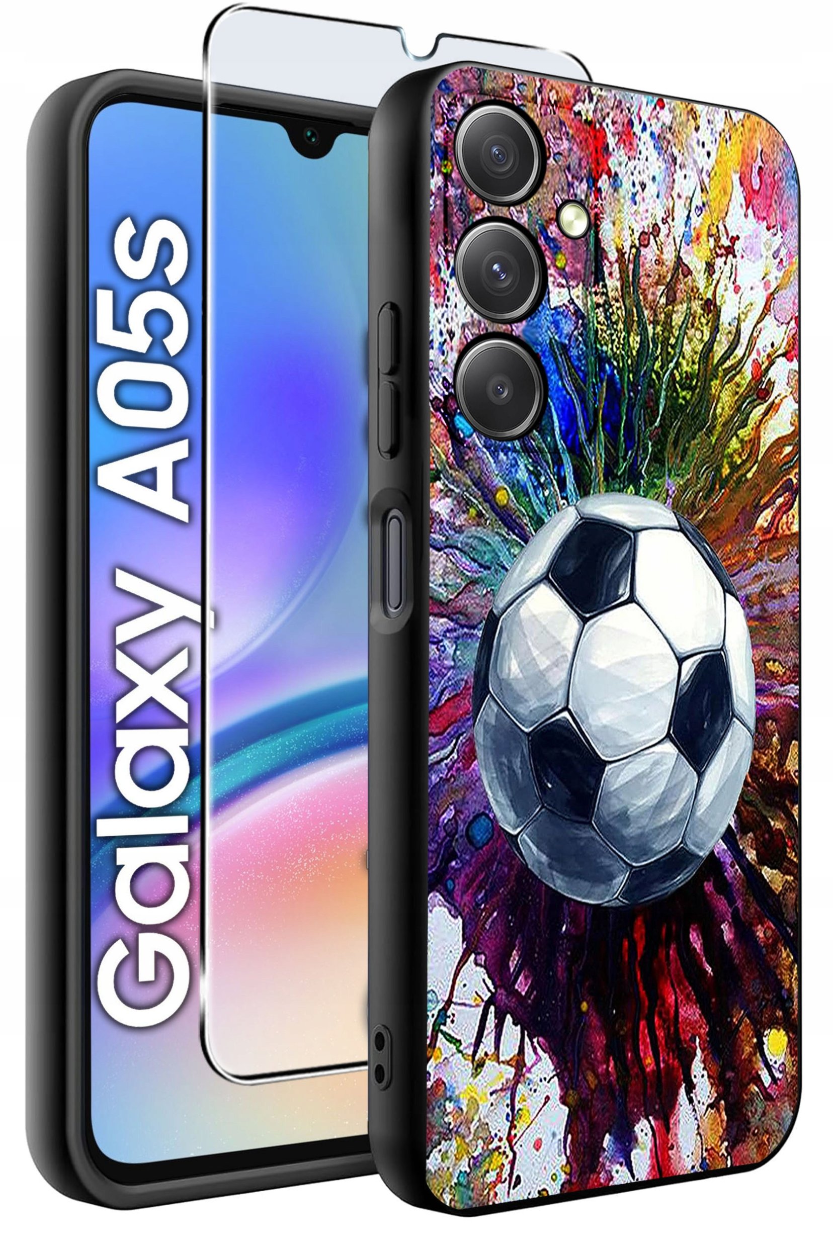 ETUI do Samsung A05s WZORY | SILIKONOWE MATT CASE + SZKŁO 9H