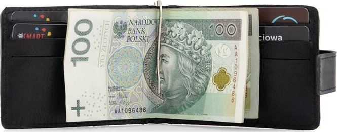 Belveder Portfel Męski z Klipsem Skórzany Czarny BW48