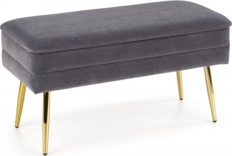 Halmar WNĘTRZARSKIE VELVA ławka popielaty/złoty (1p=1szt)