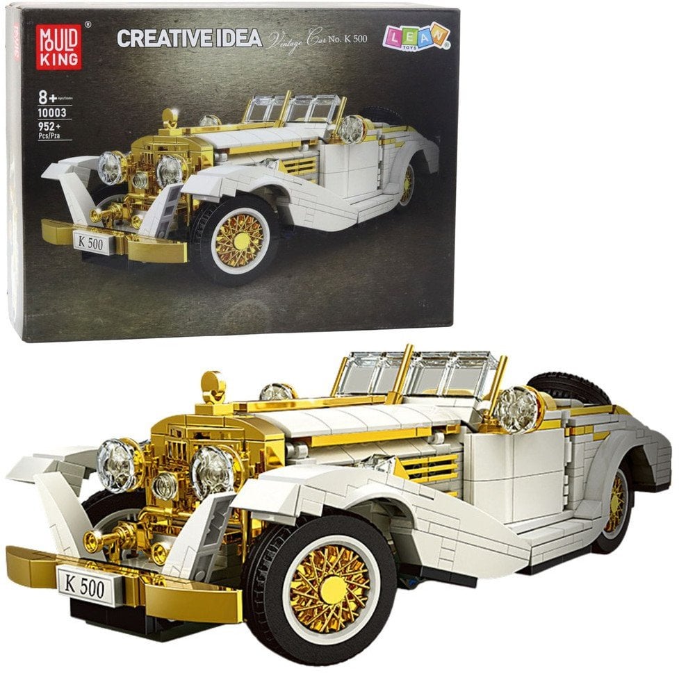 Klocki Konstrukcyjne Samochód Vintage Klasyk K500 Biało-Złoty 952 el. LEAN Toys
