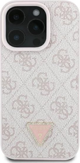 Guess GUHCP16XP4TDSCPP iPhone 16 Pro Max 6.9" różowy/pink hardcase Leather Metal Logo Strass Crossbody