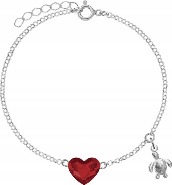 Radziszewska Jewellery Bransoletka Srebrna z Sercem i Żółwiem