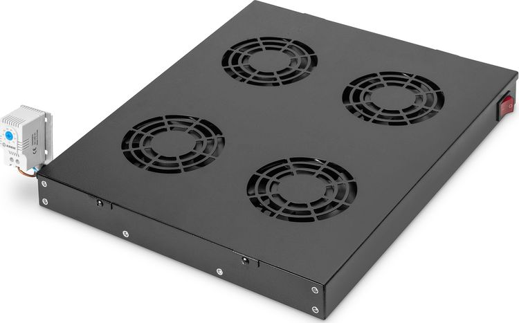 Digitus Klimatyzator dachowy do zmiennej instalacji 483 mm Czarny (DN-19 FAN-4-HO-SW)