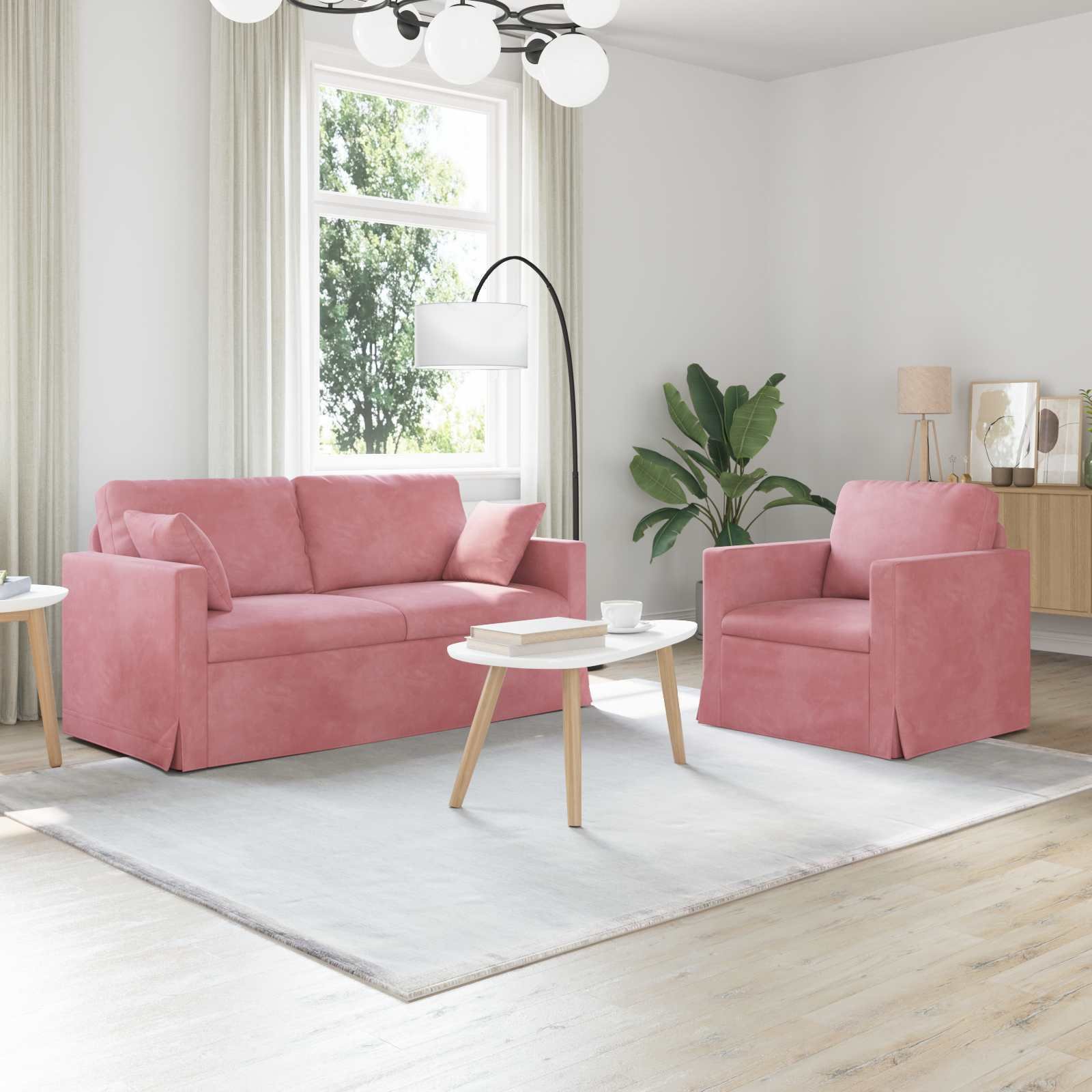 vidaXL Sofa 2 pcs Różowy