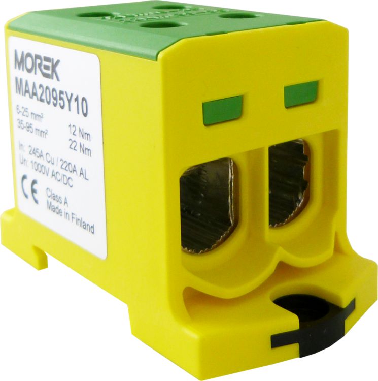 MOREK Złączka szynowa 6-95mm2 żółt-ziel. 4 otwor AL/CU TH35 1P MAA2095Y10 Morek 4139