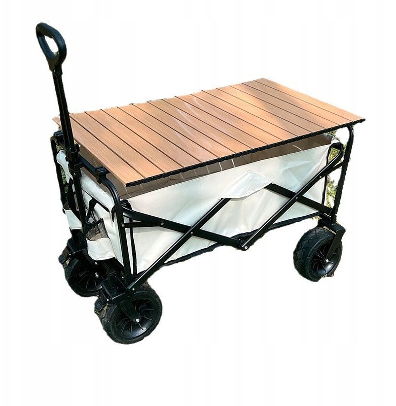 WÓZEK TERENOWY PLAŻOWY Turystyczny ZAKUPY TRANSPORTOWY 150kg ze STOŁEM 88cm
