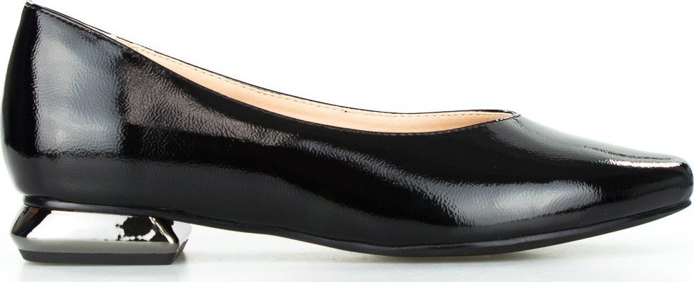 W. Potocki Baleriny na lustrzanym obcasie lakierowane czarne Potocki-37
