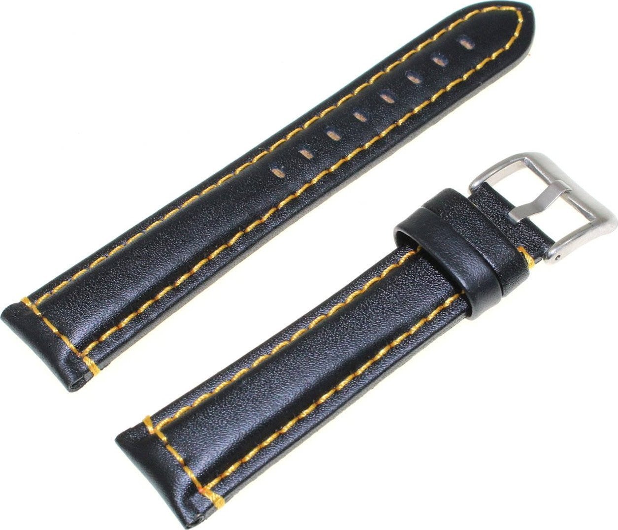 Diloy Skórzany pasek do zegarka 20 mm Diloy 393.20.55 czarny żółty