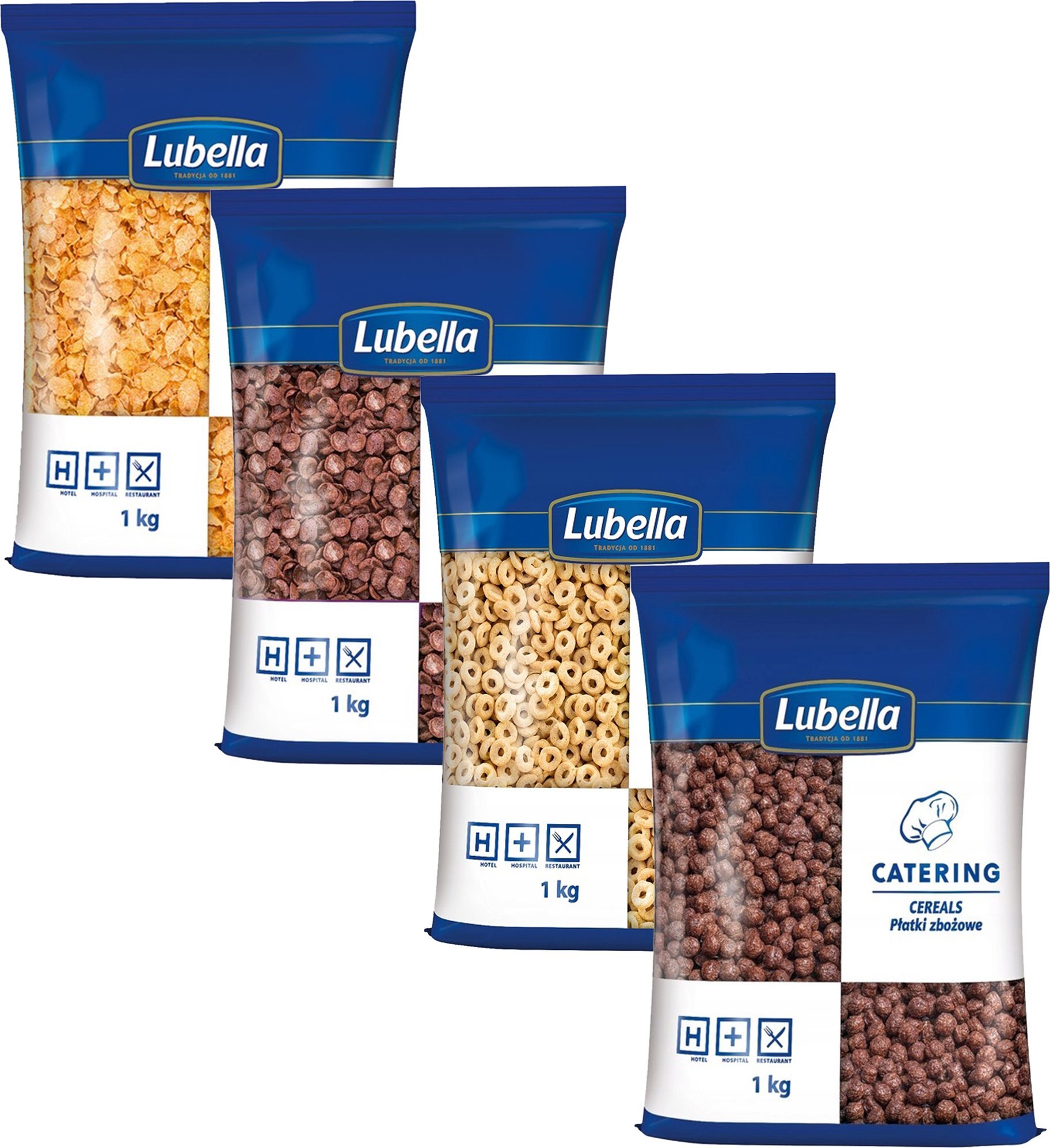 Lubella Lubella Catering płatki śniadaniowe mix smaków 1kg x 4 sztuki