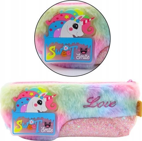 Pluszowy Piórnik Z Jednorożcem Błyszczące Elementy Jednorożec Kolorowy