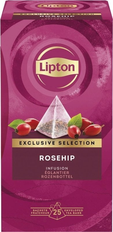Lipton Herbata Exclusive Selection o smaku dzikiej róży, piramidki, 25 kopert