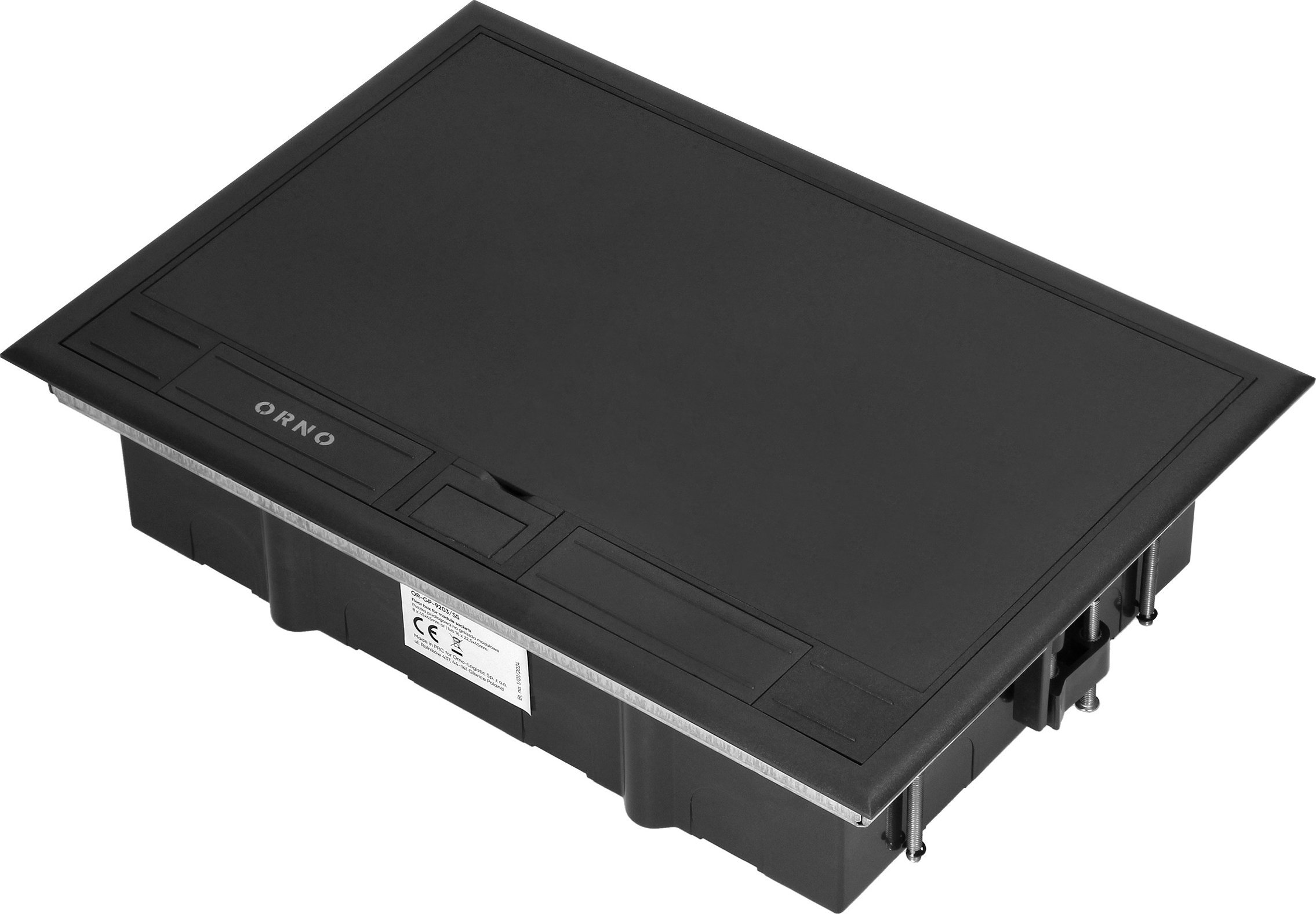 Orno Puszka podłogowa na gniazda modułowe 8 x 45x45mm lub 16 x 22,5x45mm, pokrywa: plastik, czarna