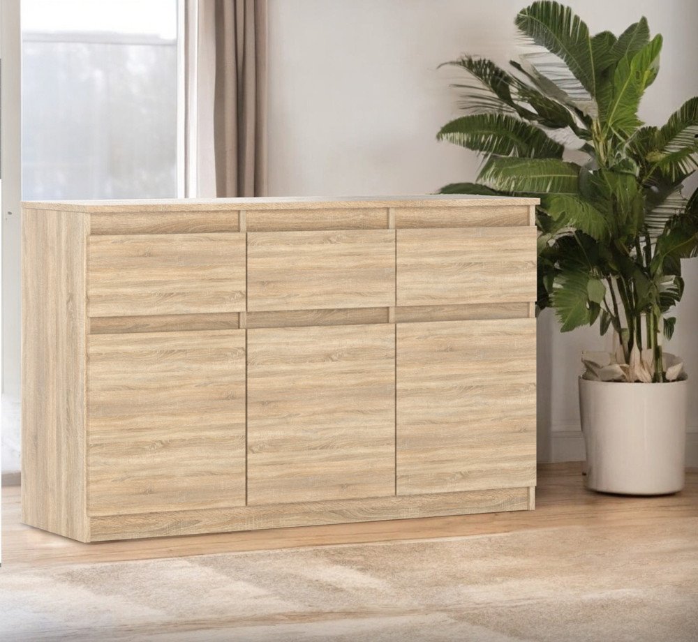 Komoda Nowoczesna Z 3 Szufladami Do Salonu 120cm Dąb Sonoma Szafka Salon