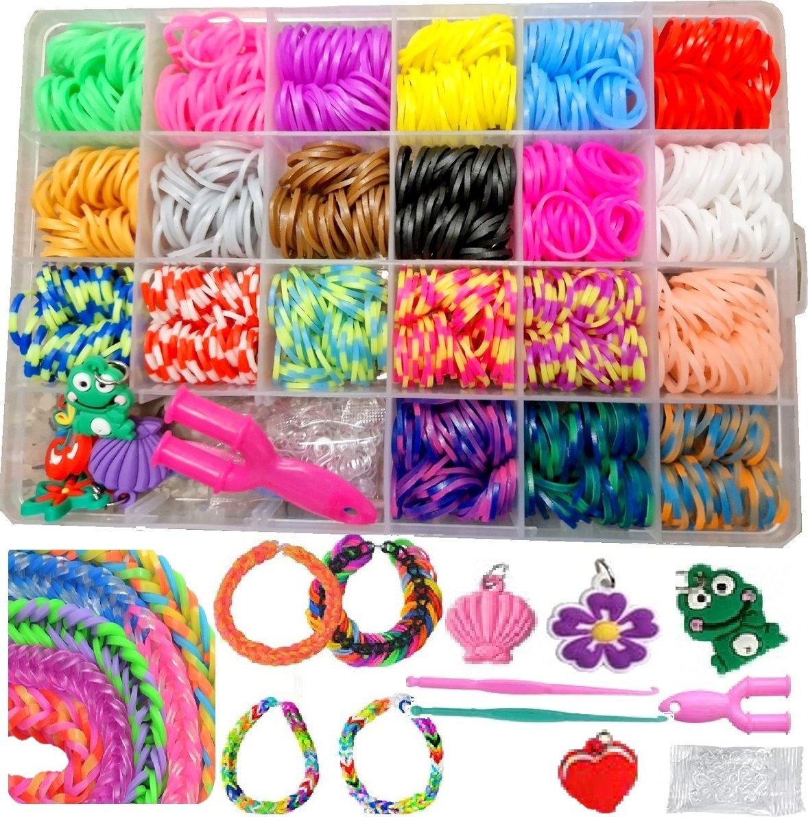 Qulki Gumki do robienia bransoletek biżuterii duży zestaw LOOM BANDS