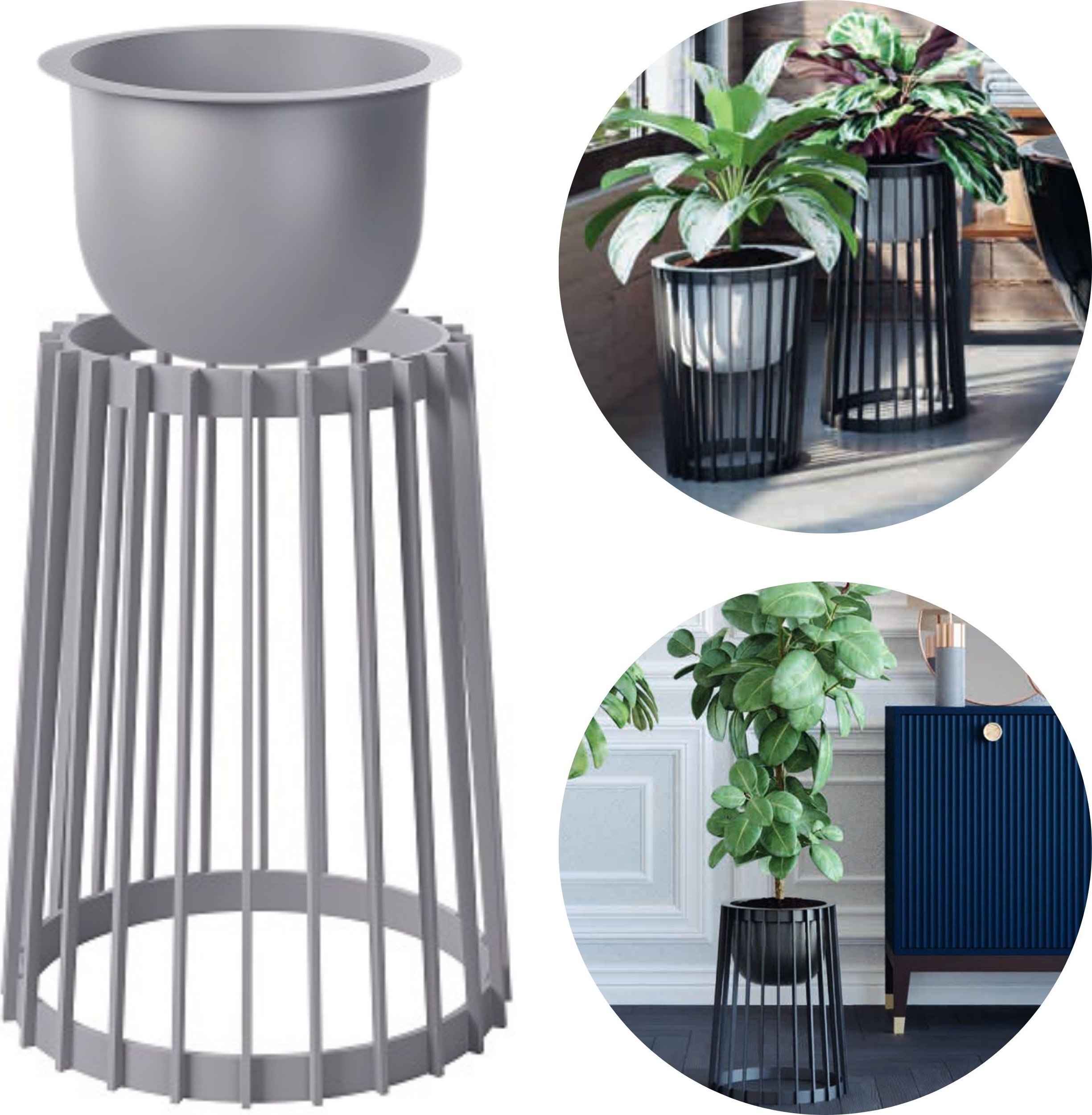 Kwietnik wysoki dwustronny Standy 40h Stojak na kwiaty + wkład wewnętrzny