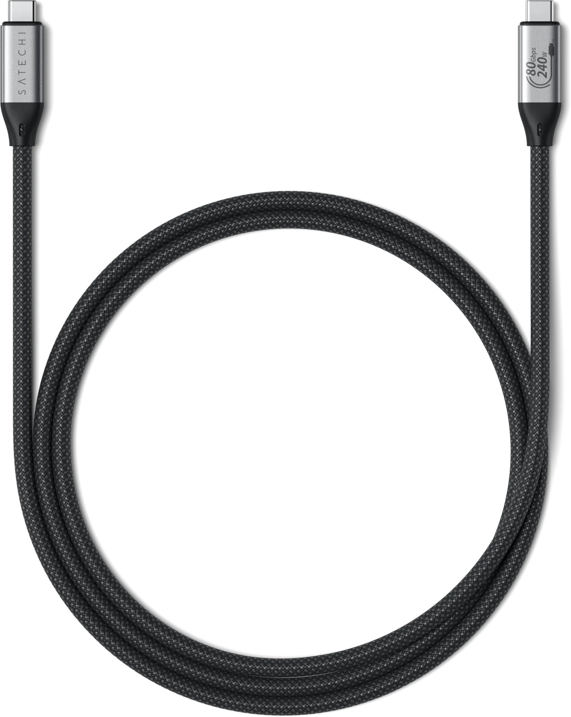 Satechi USB4 V2 Pro Cable - kabel USB-C - USB-C, PD 240W, 120/80 Gbps, 8K-120 Hz, 8K-60 Hz lub 4K-144 Hz, 1,2 m (space gray)