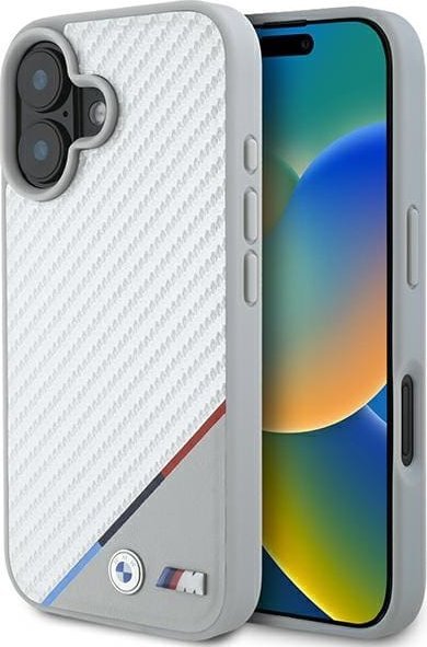 BMW BMHMP16S23PUDTS iPhone 16 6.1 szary hardcase M Carbon Tricolor Line MagSafe
