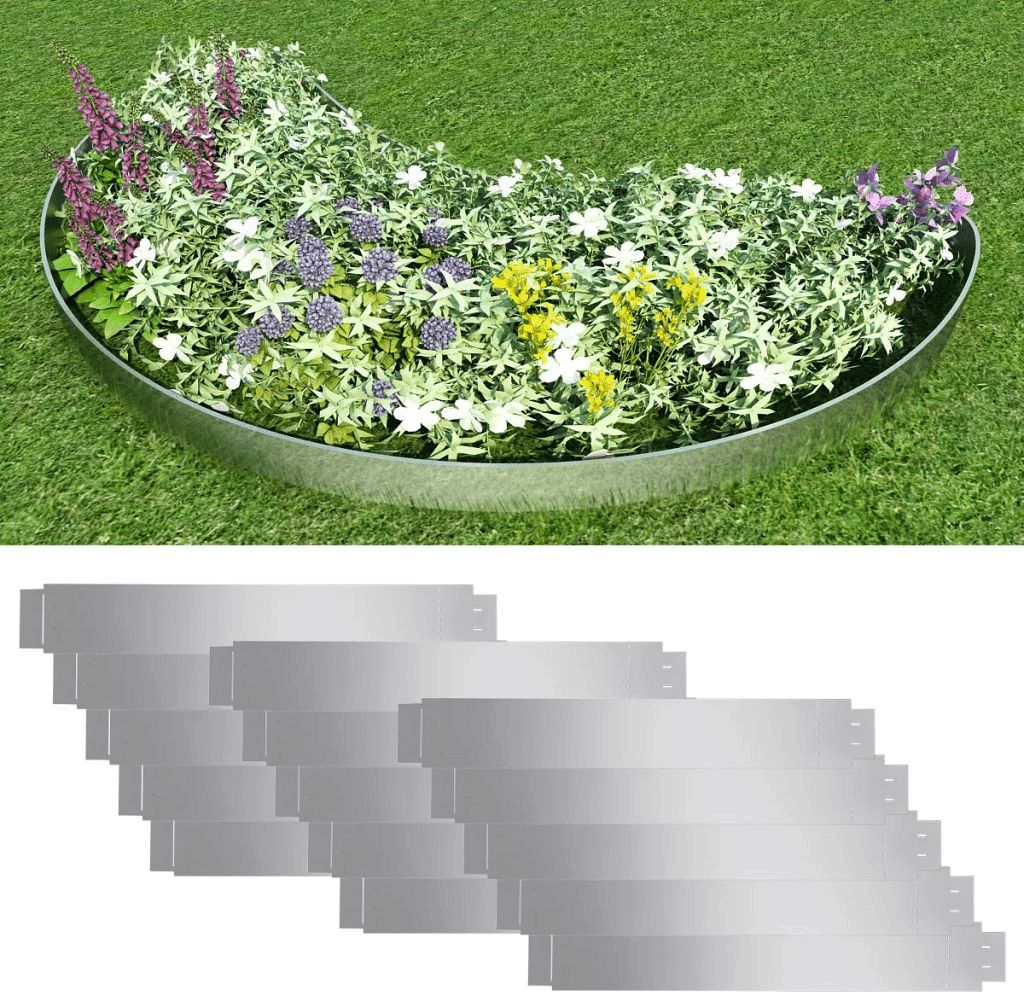 vidaXL Zestaw 15 elastycznych obrzeży ogrodowych, stal, 100 x 15 cm