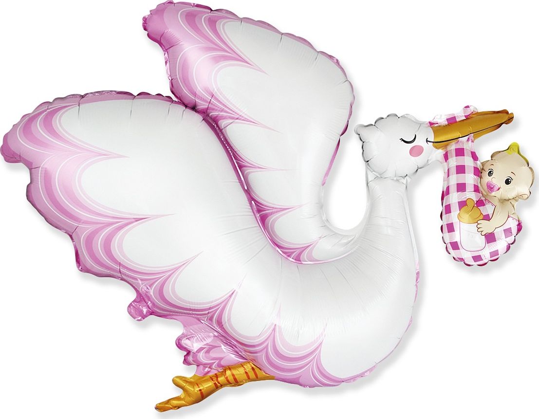 Flexmetal Balon foliowy 24 cale FX - Bocian Baby Girl, pakowany