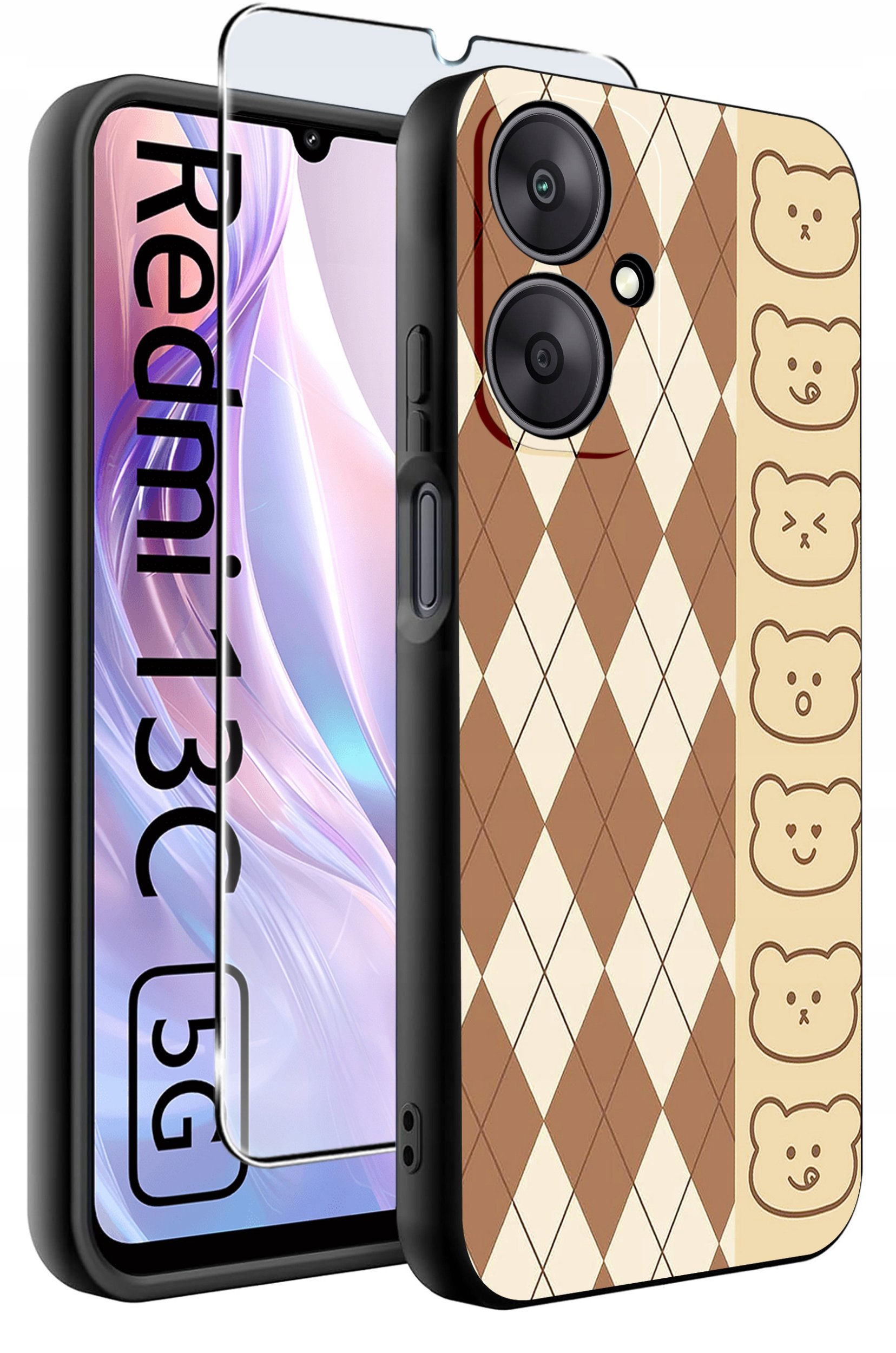 ETUI do Xiaomi Redmi 13C 5G WZORY |SILIKONOWE MATT CASE +SZKŁO HARTOWANE 9H